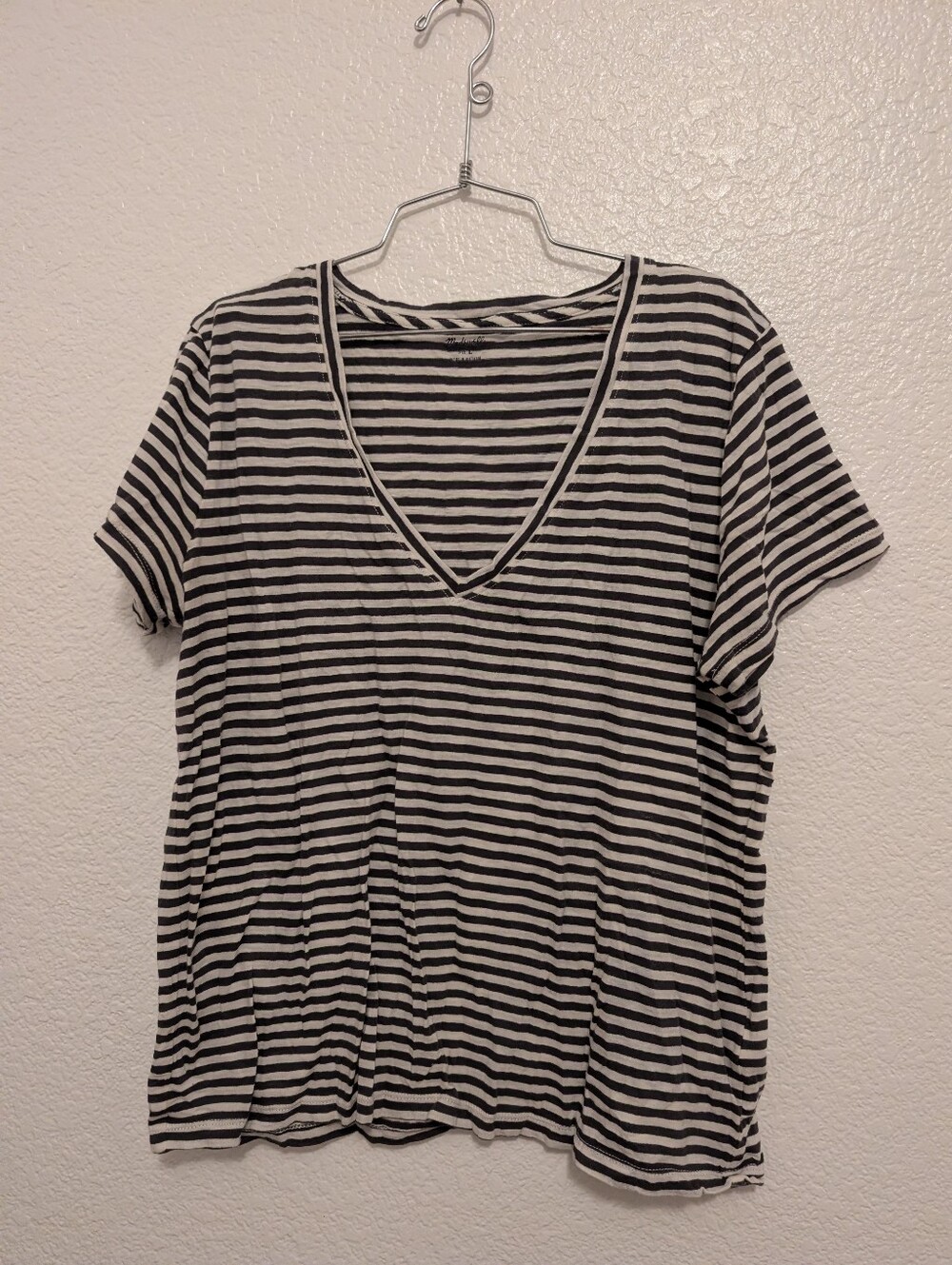 Madewell Striped Short Sleeve Top Large Cotton Black White